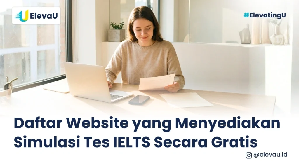 Seorang wanita sedang belajar IELTS di website gratis