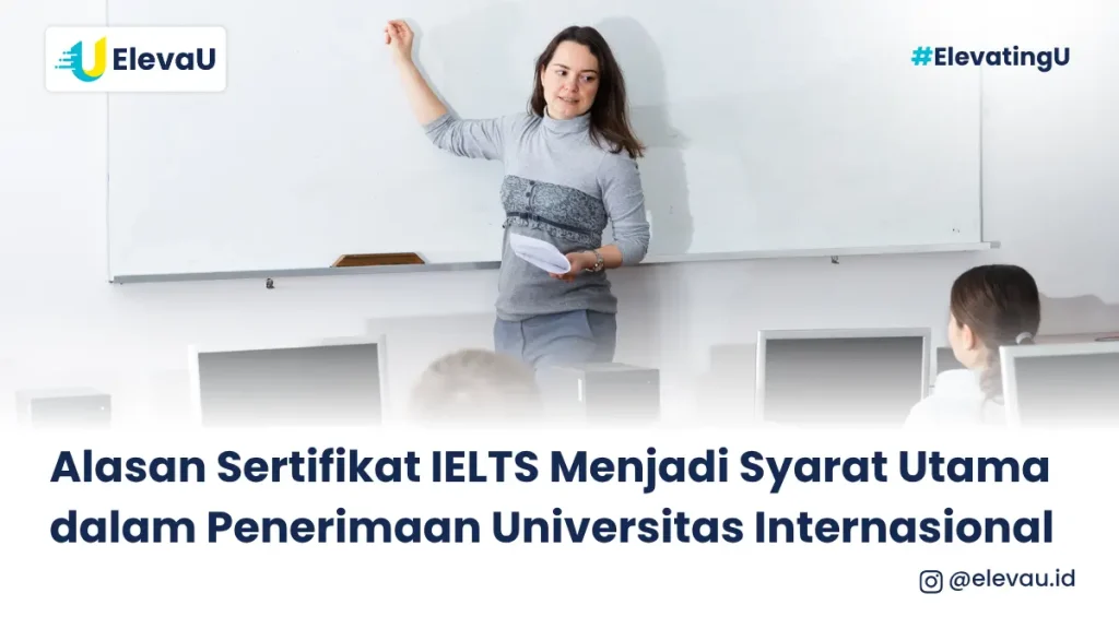 seorang guru tampak sedang mengajar di depan kelas dan menulis di papan tulis