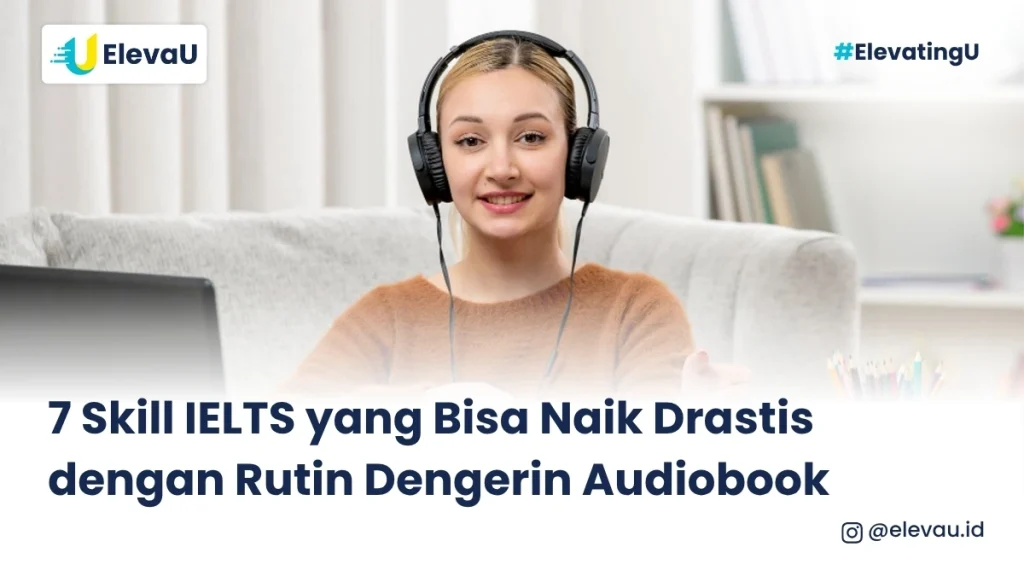 ilustrasi seseorang yang mendengarkan audiobook untuk meningkatkan skill IELTS