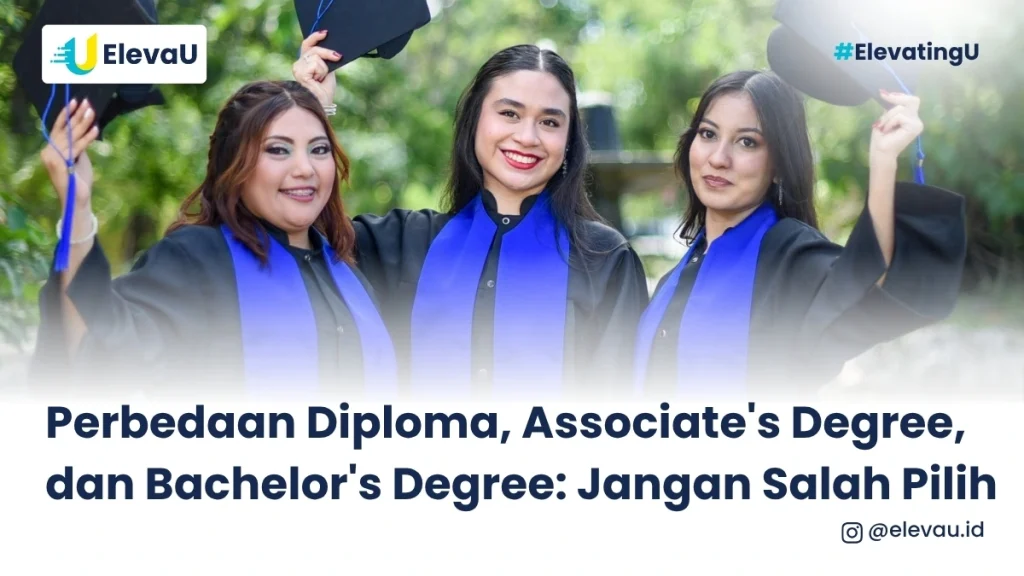 tiga wisudawati berpose menggunakan toga sedang merayakan hari kelulusan mereka