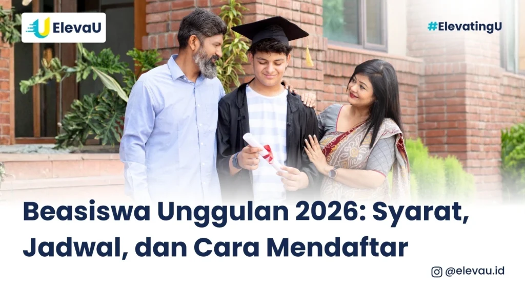seorang anak dengan orang tuanya yang bangga karena lulus dengan beasiswa unggul 2026