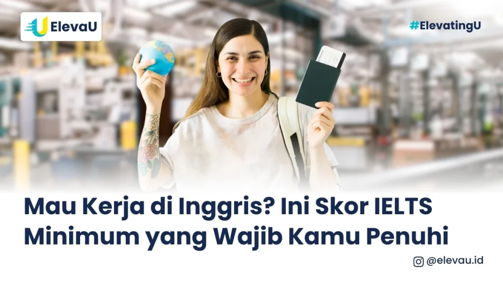 Seorang wanita memegang paspor dan globe