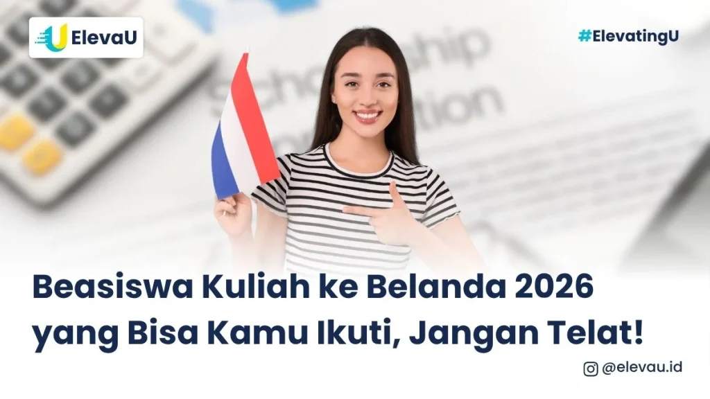 Seorang wanita memegang bendera Belanda warna merah, putih, belanda