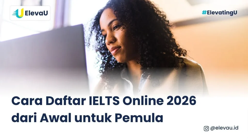 seorang perempuan sedang mendafatar IELTS online