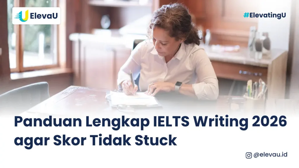 seorang wanita sedang menulis di atas sebuah kertas